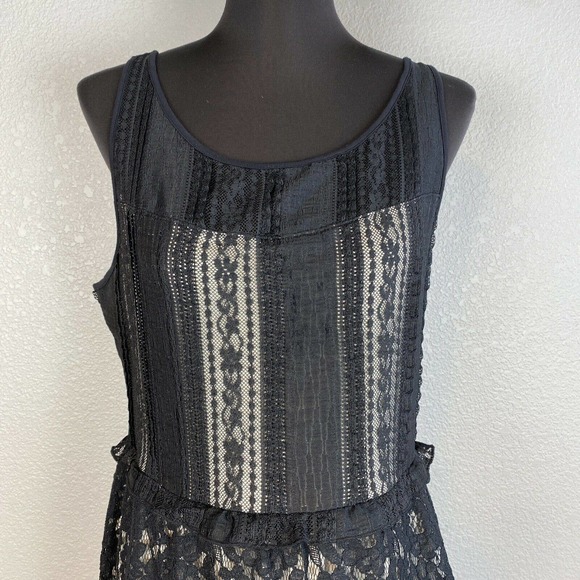 Lane Bryant Womens Flare Party Dress 14 XL Black Floral Lace Lined Sleeveless - Picture 3 of 10